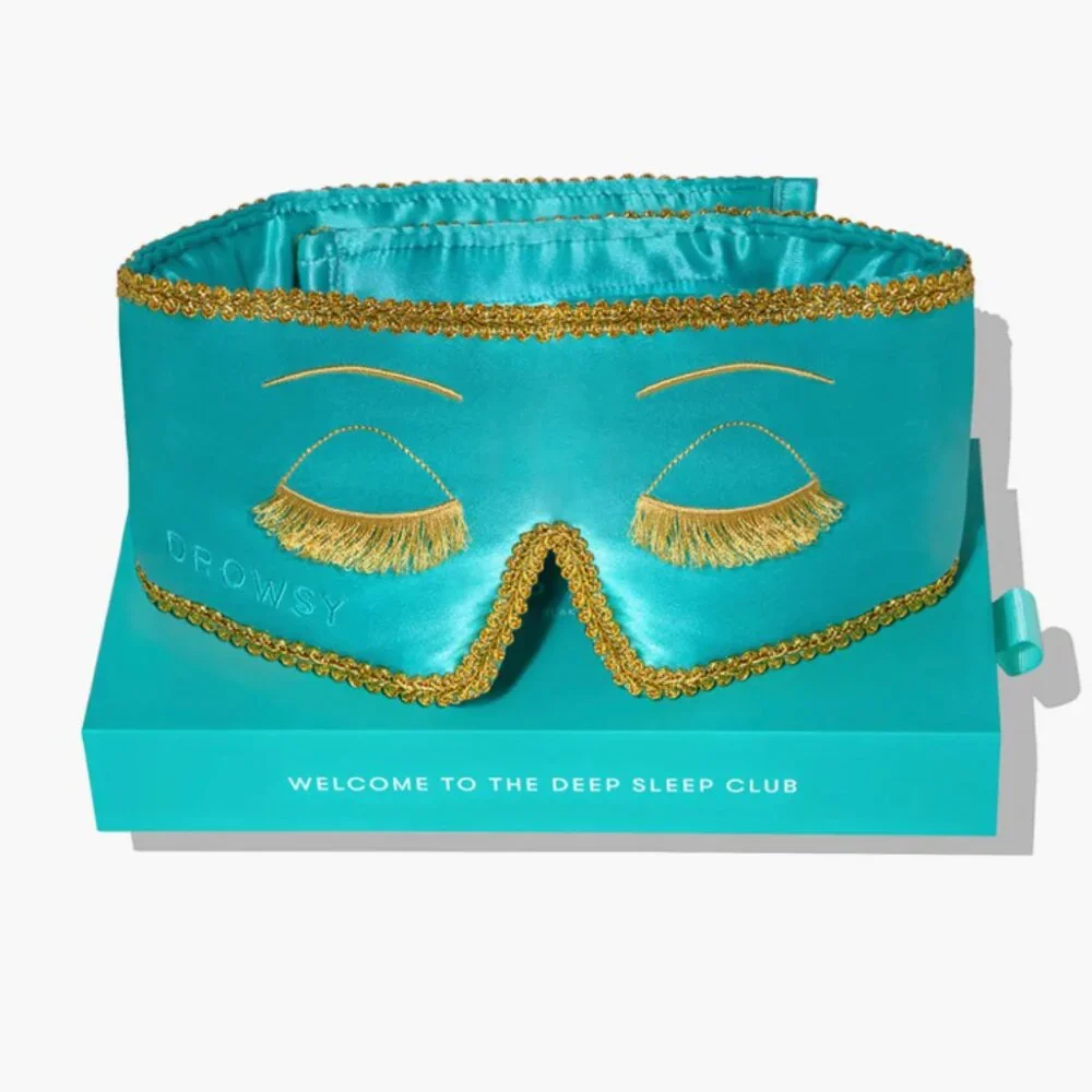 DROWSY Silk Sleep Mask - Eyelash-Protecting Contoured - Tiffany Blue - Picture 4 of 5